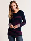 White + Warren Essential Stripe Crewneck Sweater