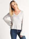 White+Warren Cashmere Slit Sleeve Tweed V Neck