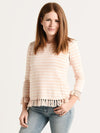 Project J Women's Striped Tassel Sweater