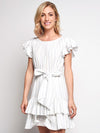 Rebecca Taylor Sleeveless Stripe Ruffle Dress