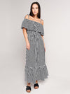 MDS Stripes Rebecca Ruffle Dress