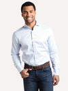 Stemstroms Men's Light Blue Pinstriped Casual Fitted Body Shirt