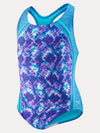 Speedo Girls' Digi Zig Zag Heather Sport Splice One Piece