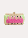 Serpui Marie Flamingo Straw Clutch