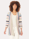 Ecru Striped Linen Cardigan