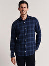 Eleventy Tonal Plaid Soft Cotton Spread Collar Shirt