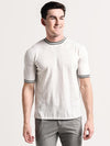 Eleventy Short Sleeve Knit Crew Contrast Collar