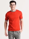 Eleventy Short Sleeve Knit Crew Contrast Collar