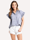 Trovata Marianne Ruffle Sleeve Chambray Shirt