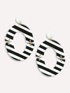 Neely Phelan Black And White Stripe Orbit Drop Earring