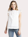 Do+BE Ruffle Shiring Neck Sleevless Top