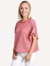 Velvet Women's Adaline Stripe Linen Knit Ruffle Sleeve Tee