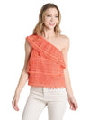 Saylor Bess Fringe Embroidered Ruffle Top