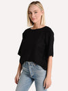 Velvet Caitlyn Woven Linen 3/4 Flutter Sleeve Top