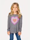 Chaser Girls' Big Heart Long Sleeve Shirttail Tee