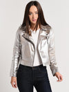 Cupcakes and Cashmere Brooklee Faux-Leather Metallic Moto Jacket