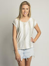 Chaser Linen Jersey Side Lace Up Dolman Top