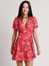 Arkco Flower Pattern Wrap Dress