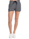 Majestic French Terry Stripe Mini Drawstring Shorts