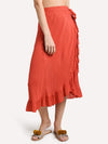 Echo Solid Ruffle Wrap Skirt