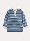 Hatley Carbon Blue Striped Waffle Henley