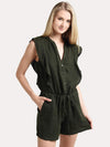 Velvet Women's Francis Woven Linen Ruffle Romper