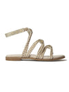 Yosi Samra Marina Frosted Metallic Leather Satin Cording Sandal