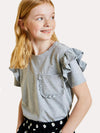 Hayden Girls' Ruffle Sleeve Pocket Tee
