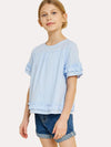 Hayden Girls' Textured Ruffle Trim Top