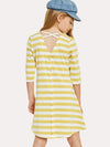 Hayden Girls' button Down Cross-Back Stripe Dress