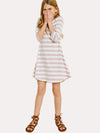 Hayden Girls' button Down Cross-Back Stripe Dress