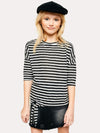 Hayden Bat Wing Stripe Top with Tie Detail