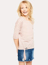 Hayden Bat Wing Stripe Top with Tie Detail