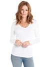 Majestic Viscose Long Sleeve V Neck Tee