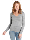 Majestic Viscose Long Sleeve V Neck Tee