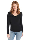 Majestic Viscose Long Sleeve V Neck Tee