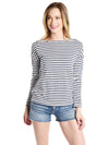 Monrow French Boat Neck Top with Lace Up Sleeves