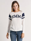 Pam & Gela Shrunken Football 3/4 Sleeve with Logo