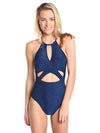 La Blanca Midnight Rain Hi-Neck Cut-Out One-Piece