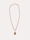 Deborah Gaspar Blush Dyed Faceted Pink Quartz Chocolate Moonstone Necklace