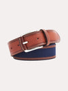 Peter Millar Leather Trimmed Cotton Canvas Belt