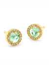 TAI Glass With Gold CZ Round Stud