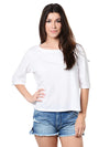 Michael Stars Women's Open Neck Column Sleeve Tee