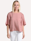 Velvet Caitlyn Woven Linen 3/4 Flutter Sleeve Top