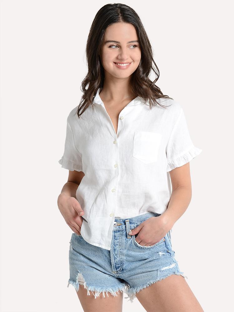 Trovata Tessa Short Sleeve Ruffle Sleeve Shirt