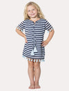 Sail To Sable Girls' Short Sleeve Crinkle Cotton Tassel Dress