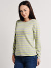 Majestic Cashmere Stripe Long Sleeve Boat Neck Sweater