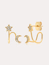 TAI CZ Star And Moon Huggie Earrings