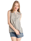 THML Sleeveless Button Up Stripe Top