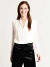 Vince Silk Drape Neck Blouse